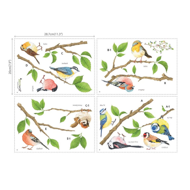 DECOWALL DS4-8036 Garden Birds Kids Wall Stickers Wall Decals Peel and Stick Removable Wall Stickers for Kids Nursery Bedroom Living Room (Small) Decor - Image 5